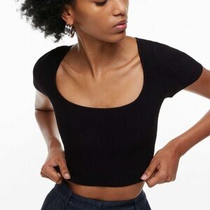 Aritzia Babaton Sculpt Knit Squareneck Top